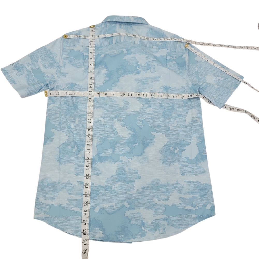 PGA Tour Apparel Abstract Sky Print Golf Shirt Blue Lightweight Sporty Men's S - Picture 14 of 16